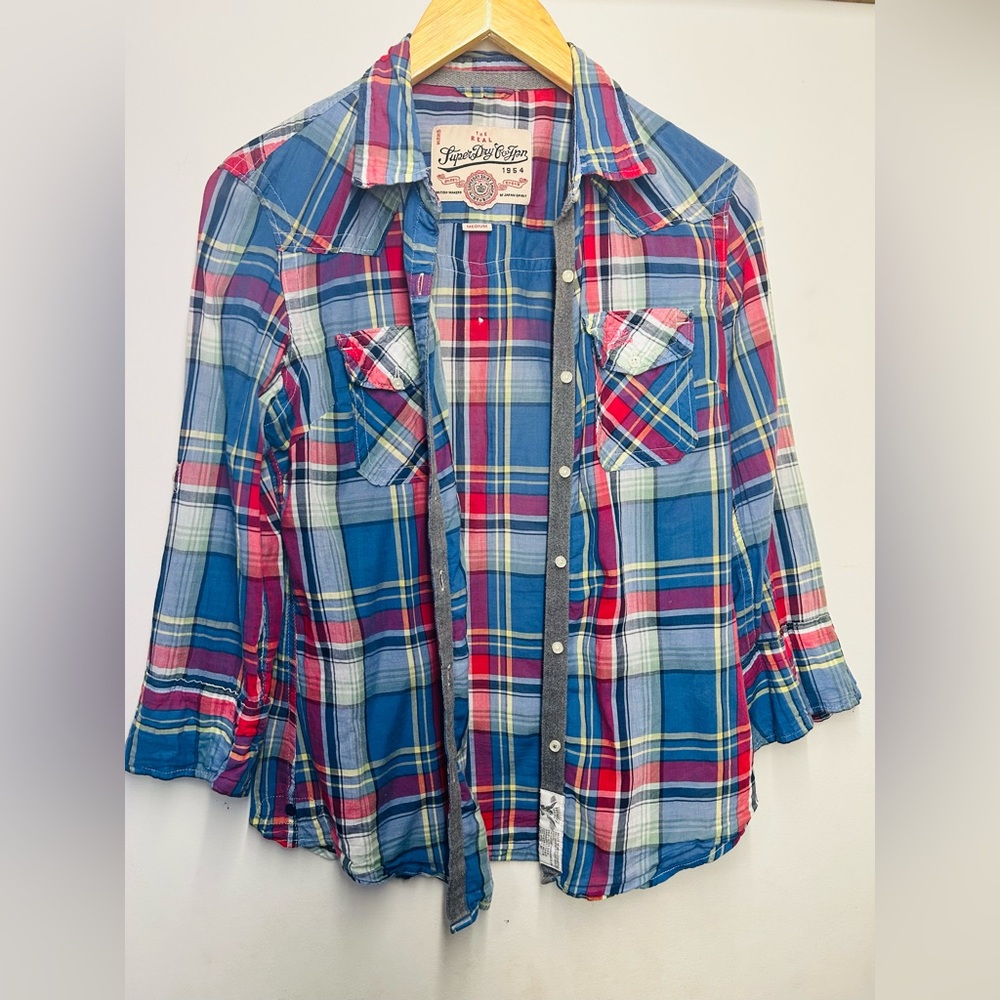 Superdry Plaid Button-Up Shirt | Size M